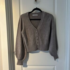 Abercrombie & Fitch Gray Cardigan with Balloon Sleeves